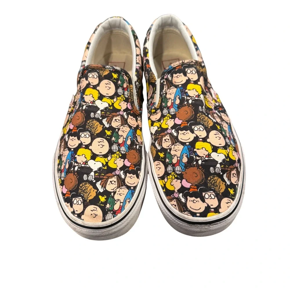Vans Slip-On Peanuts Mens 9.5 Multi Color Good Charlie Brown Gang All Over Print
